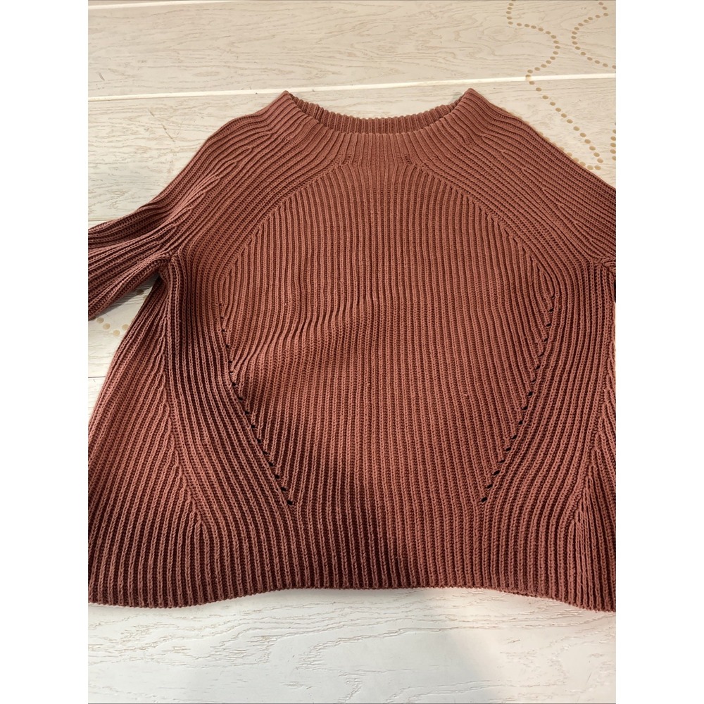 Athleta funnel neck Ribbed Sweater in Rust